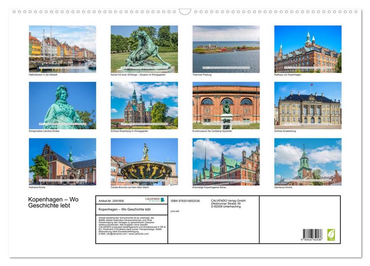 Produktbild: Kopenhagen &ndash; Wo Geschichte lebt (Wandkalender 2026 DIN A2 quer), CALVENDO Monatskalender