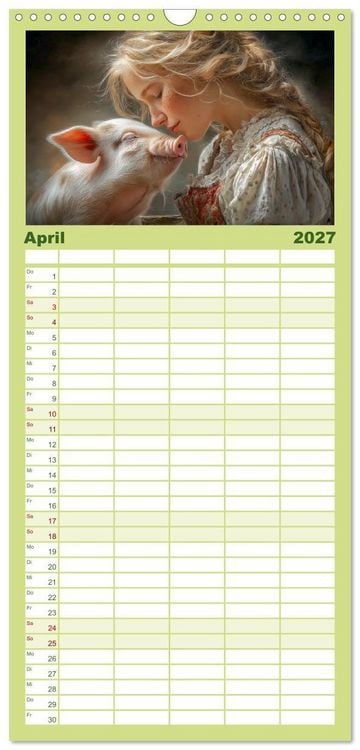 Produktbild: Familienplaner 2027 - Mensch und Tier. Momente voller W&auml;rme, Vertrauen und Respekt mit 5 Spalten (Wandkalender, 21 x 45 cm) CALVENDO