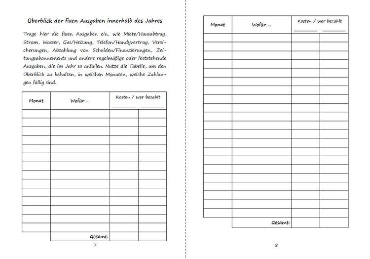 Produktbild: Haushaltsbuch zum Eintragen der Ausgaben