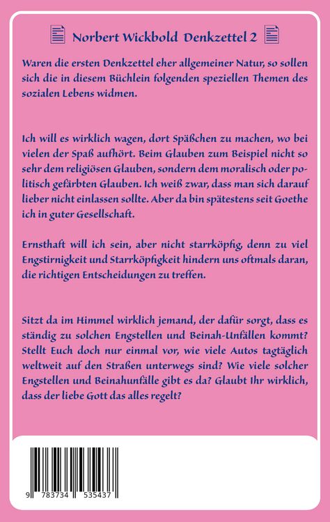 Produktbild: Norbert Wickbold Denkzettel 2