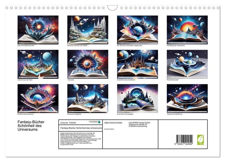 Produktbild: Fantasy-B&uuml;cher Sch&ouml;nheit des Universums (Wandkalender 2026 DIN A3 quer), CALVENDO Monatskalender