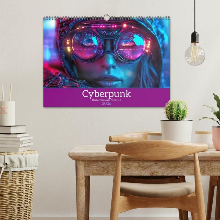Produktbild: Cyberpunk - Hochtechnisierte Neonwelt (Wandkalender 2026 DIN A3 quer), CALVENDO Monatskalender