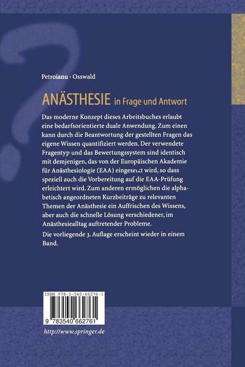Produktbild: An&auml;sthesie in Frage und Antwort
