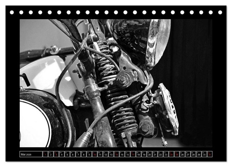 Produktbild: Harley Davidson WLA 750 in Schwarzweiss (Tischkalender 2026 DIN A5 quer), CALVENDO Monatskalender