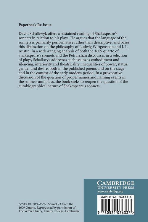 Produktbild: Speech and Performance in Shakespeare's Sonnets and Plays