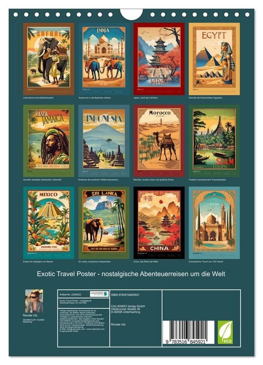 Produktbild: Exotic Travel Poster - nostalgische Abenteuerreisen um die Welt (Wandkalender 2027 DIN A4 hoch), CALVENDO Monatskalender