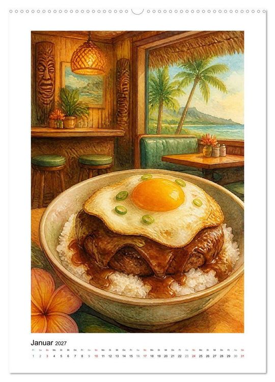 Produktbild: Aloha K&uuml;che - Gemalte Gaumenfreuden (Wandkalender 2027 DIN A2 hoch), CALVENDO Monatskalender
