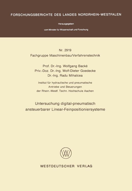 Produktbild: Untersuchung digital-pneumatisch ansteuerbarer Linear-Feinpositioniersysteme