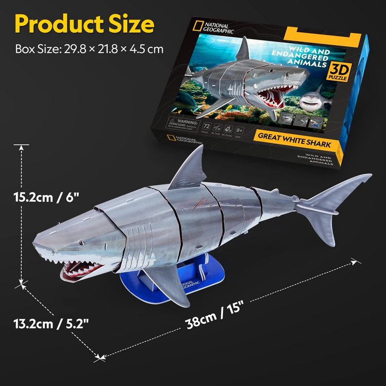 Produktbild: CUBICFUN - 3D Puzzle Wei&szlig;er Hai 72 Teile