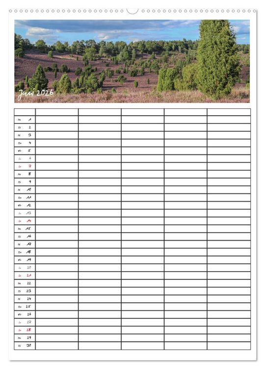 Produktbild: L&uuml;neburger Heide - Faszinierend sch&ouml;n (Wandkalender 2026 DIN A2 hoch), CALVENDO Monatskalender