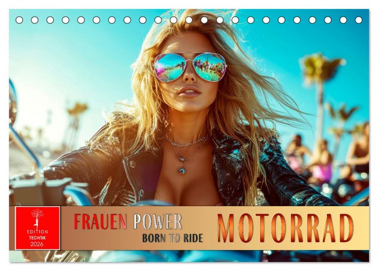 Produktbild: Frauen Power Motorrad (Tischkalender 2026 DIN A5 quer), CALVENDO Monatskalender