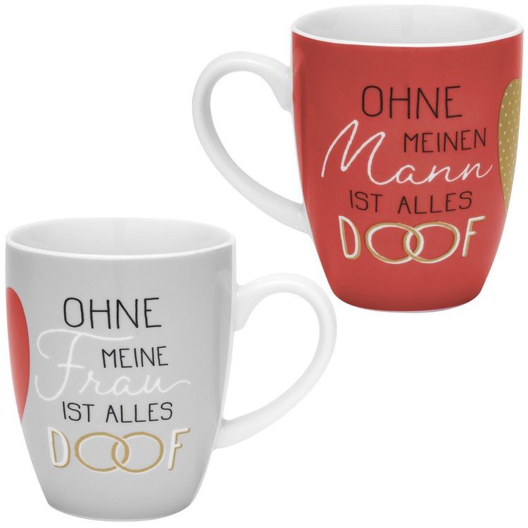 Produktbild: GRUSS & CO Tassen-Set Motiv "Ohne meine Frau ist alles doof
