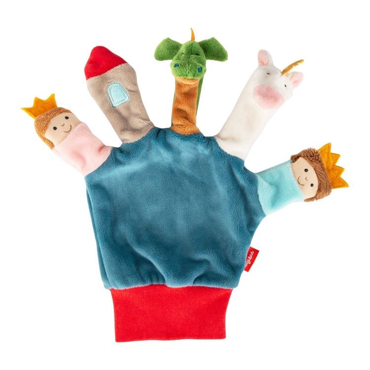 Produktbild: Sigikid 43503 - Fingerpuppen Handschuh Drache/Einhorn/Prinzessin/Turm, Einheitsgr&ouml;&szlig;e