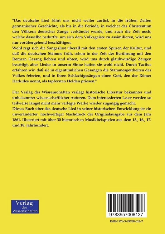 Produktbild: Das deutsche Lied in seiner historischen Entwicklung
