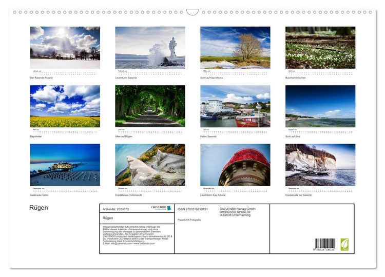 Produktbild: R&uuml;gen (Wandkalender 2026 DIN A2 quer), CALVENDO Monatskalender