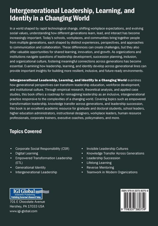 Produktbild: Intergenerational Leadership, Learning, and Identity in a Changing World
