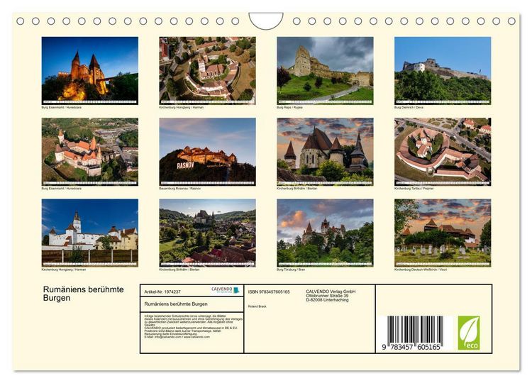 Produktbild: Rum&auml;niens ber&uuml;hmte Burgen (Wandkalender 2026 DIN A4 quer), CALVENDO Monatskalender