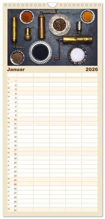 Produktbild: Familienplaner 2026 - K&uuml;chenutensilien mit 5 Spalten (Wandkalender, 21 x 45 cm) CALVENDO