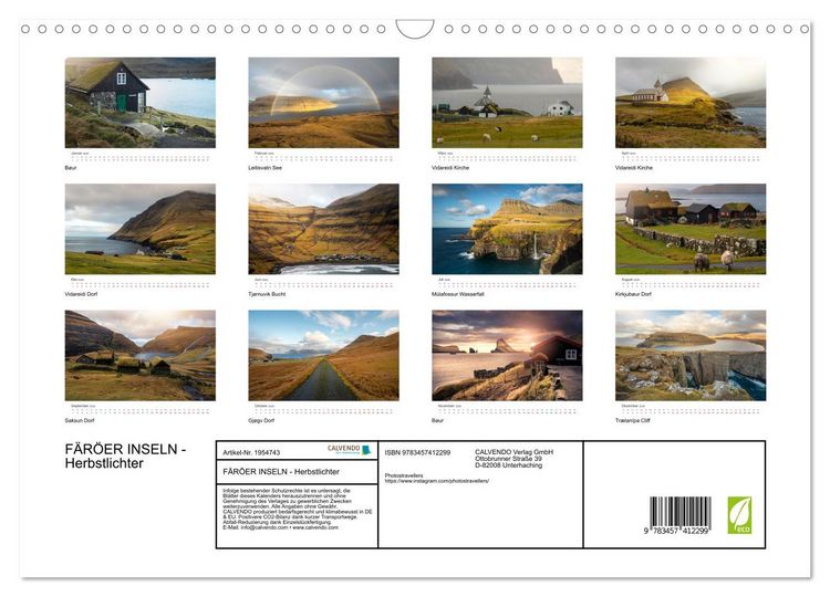 Produktbild: F&Auml;R&Ouml;ER INSELN - Herbstlichter (Wandkalender 2026 DIN A3 quer), CALVENDO Monatskalender