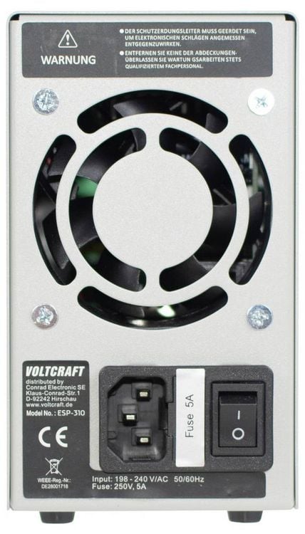 Produktbild: VOLTCRAFT ESP-310 Labornetzger&auml;t, einstellbar 0 - 30 0 - 10 A 300 W Steckanschluss 4 mm OVP Anzahl Ausg&auml;nge 1 x