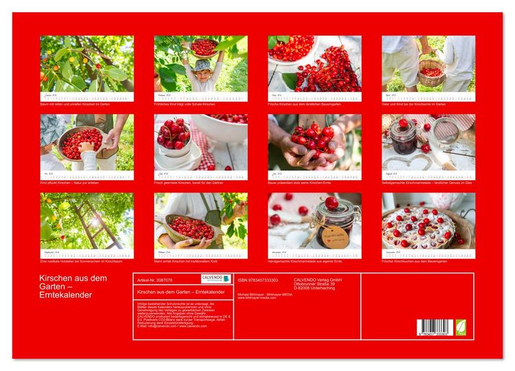 Produktbild: Kirschen aus dem Garten &ndash; Erntekalender (Wandkalender 2026 DIN A2 quer), CALVENDO Monatskalender