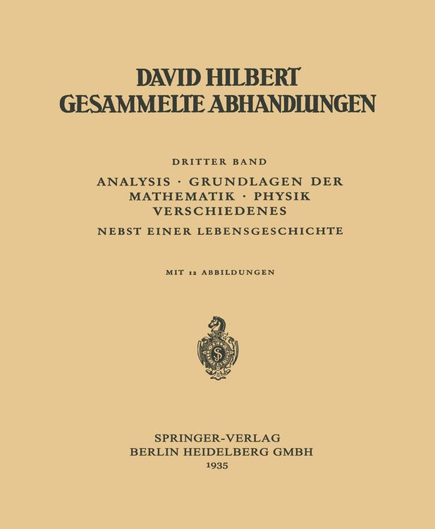 Produktbild: Dritter Band: Analysis &middot; Grundlagen der Mathematik &middot; Physik Verschiedenes
