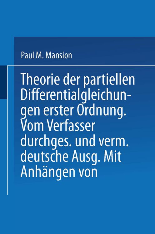Produktbild: Theorie der Partiellen Differentialgleichungen erster Ordnung