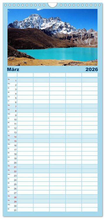 Produktbild: Familienplaner 2026 - Himalaya - Tr&auml;ume mit 5 Spalten (Wandkalender, 21 x 45 cm) CALVENDO
