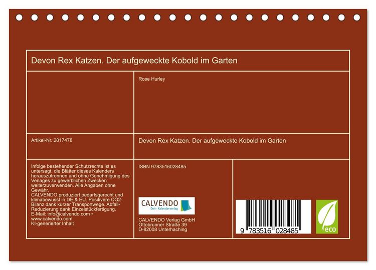 Produktbild: Devon Rex Katzen. Der aufgeweckte Kobold im Garten (Tischkalender 2026 DIN A5 quer), CALVENDO Monatskalender