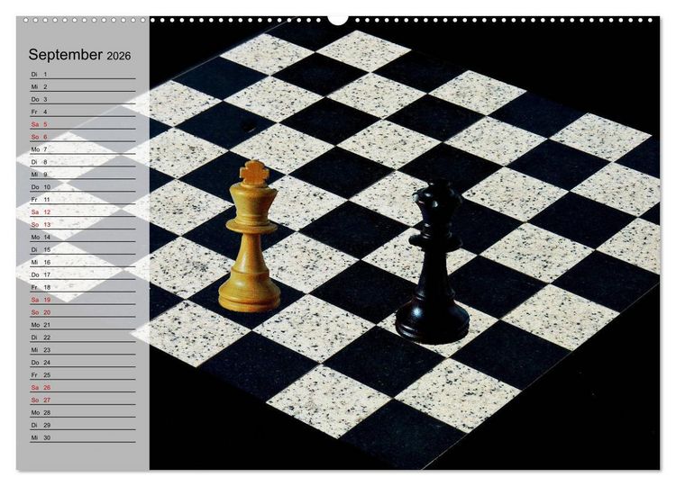 Produktbild: SCHACH - Spiel der K&ouml;nige (hochwertiger Premium Wandkalender 2026 DIN A2 quer), Kunstdruck in Hochglanz