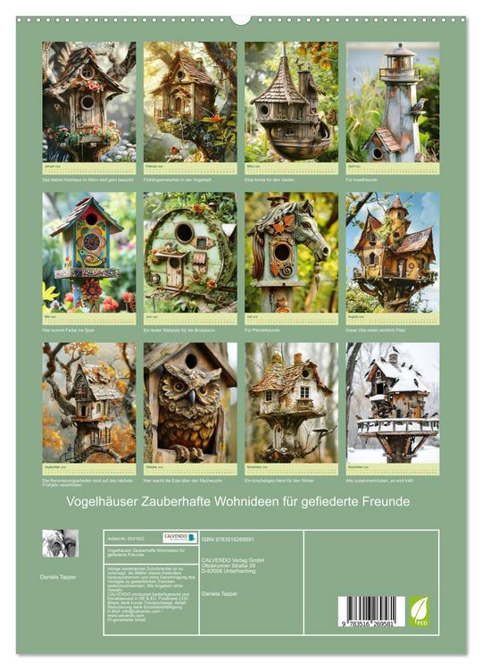 Produktbild: Vogelh&auml;user Zauberhafte Wohnideen f&uuml;r gefiederte Freunde (hochwertiger Premium Wandkalender 2026 DIN A2 hoch), Kunstdruck in Hochglanz