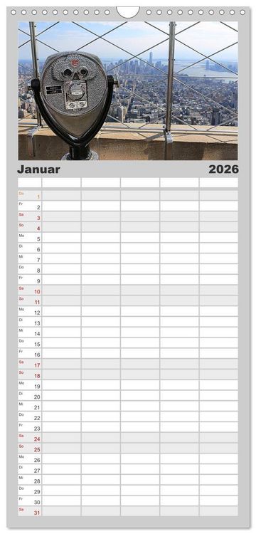 Produktbild: Familienplaner 2026 - New York City mit 5 Spalten (Wandkalender, 21 x 45 cm) CALVENDO