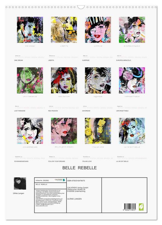Produktbild: BELLE REBELLE (Wandkalender 2026 DIN A2 hoch), CALVENDO Monatskalender