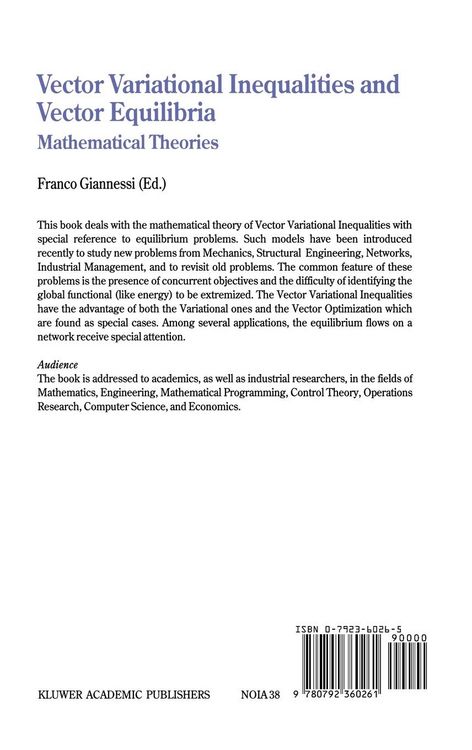 Produktbild: Vector Variational Inequalities and Vector Equilibria