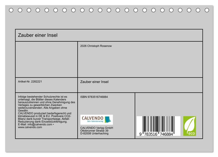 Produktbild: Zauber einer Insel (Tischkalender 2026 DIN A5 quer), CALVENDO Monatskalender
