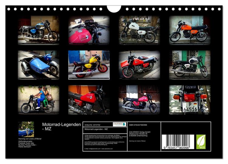 Produktbild: Motorrad-Legenden - MZ (Wandkalender 2026 DIN A4 quer), CALVENDO Monatskalender