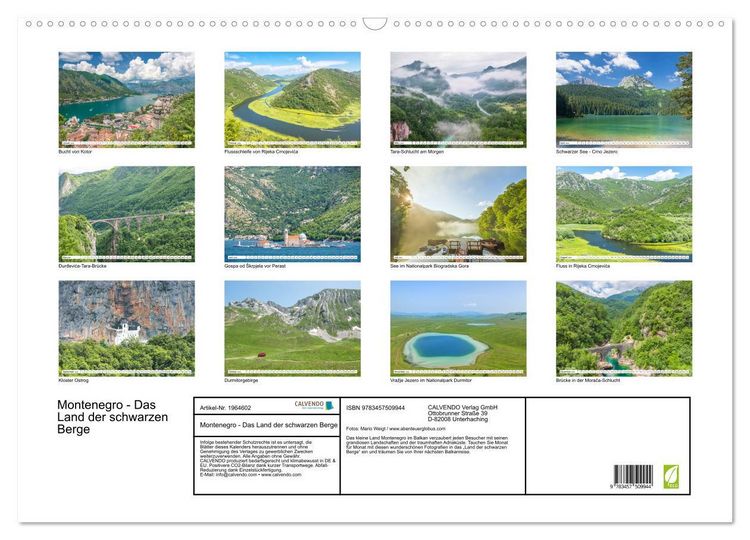Produktbild: Montenegro - Das Land der schwarzen Berge (Wandkalender 2026 DIN A2 quer), CALVENDO Monatskalender