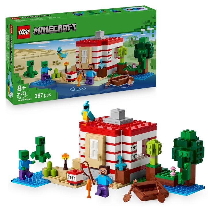Produktbild: LEGO Minecraft 21275 Das TNT-Dschungelhaus, Kinder Spielzeug ab 8
