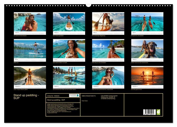 Produktbild: Stand up paddling - SUP (Wandkalender 2026 DIN A2 quer), CALVENDO Monatskalender