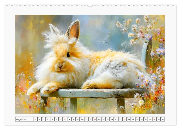 Produktbild: Kaninchen. Flauschige Hoppler im Garten (hochwertiger Premium Wandkalender 2027 DIN A2 quer), Kunstdruck in Hochglanz