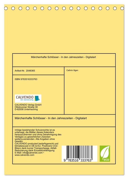 Produktbild: M&auml;rchenhafte Schl&ouml;sser - In den Jahreszeiten - Digitalart (Tischkalender 2026 DIN A5 hoch), CALVENDO Monatskalender