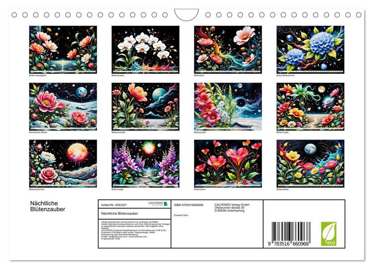 Produktbild: N&auml;chtliche Bl&uuml;tenzauber (Wandkalender 2026 DIN A4 quer), CALVENDO Monatskalender