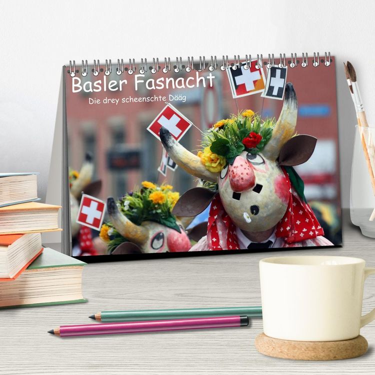Produktbild: Basler Fasnacht - die drey scheenschte D&auml;&auml;g (Tischkalender 2026 DIN A5 quer), CALVENDO Monatskalender