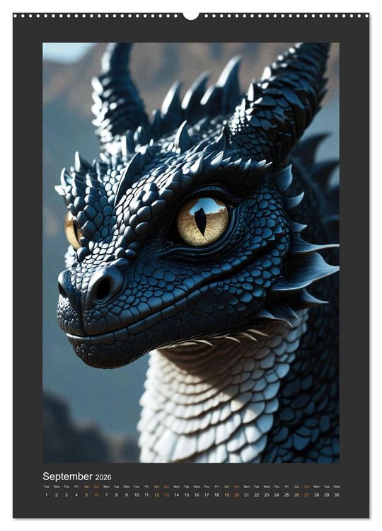Produktbild: Enchanted Dragons: A year full of little wonders (High Quality Premium Wall Calendar 2026 DIN A2 portrait),CALVENDO 12 Month Wall Calendar