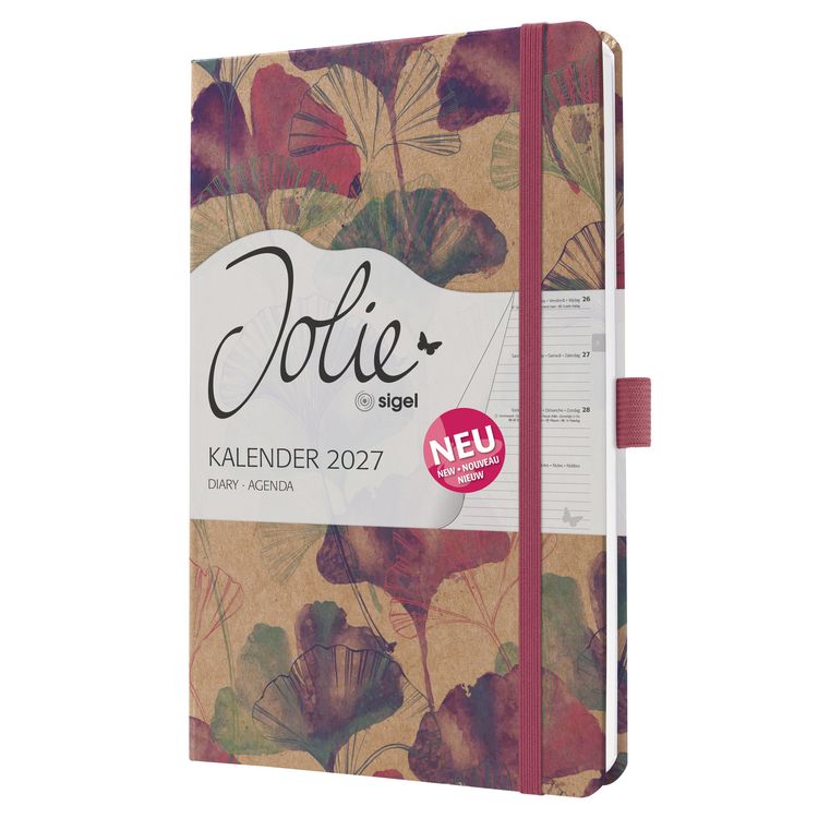 Produktbild: SIGEL 7J809 Wochenkalender Jolie 2027, ca. A5, Sunlight Ginkgo, Hardcover
