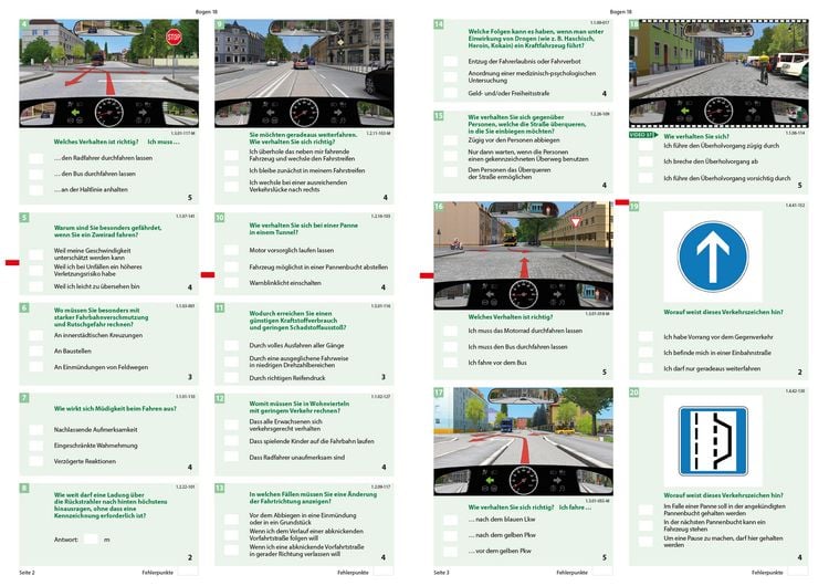 Produktbild: F&uuml;hrerschein Fragebogen Klasse A, A1, A2 - Motorrad Theoriepr&uuml;fung original amtlicher Fragenkatalog auf 71 B&ouml;gen