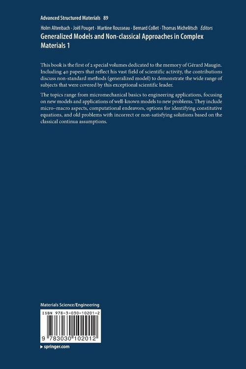 Produktbild: Generalized Models and Non-classical Approaches in Complex Materials 1