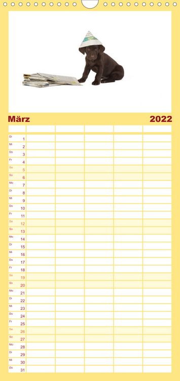 Produktbild: Familienplaner Labrador - Welpen (Wandkalender 2022 , 21 cm x 45 cm, hoch)