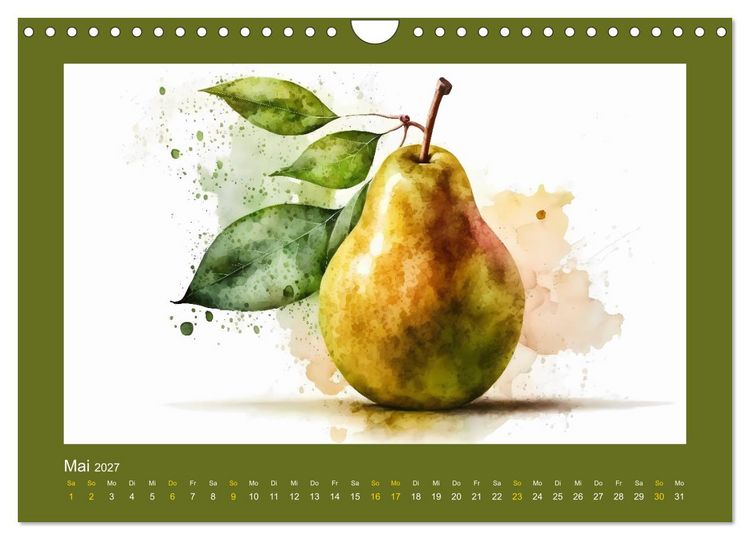 Produktbild: Fr&uuml;chte in Wasserfarben - Fruchtige KI-Kunst f&uuml;r das ganze Jahr (Wandkalender 2027 DIN A4 quer), CALVENDO Monatskalender