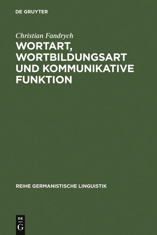 Produktbild: Wortart, Wortbildungsart und kommunikative Funktion
